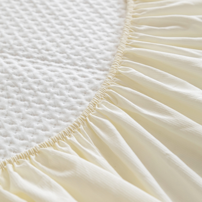 91家纺网 家纺一手货源 找家纺 宇淳国际 2026新款小竺棉超声波床笠三件套外贸跨境电商亚马逊速卖通欧美特殊尺寸可定制 米白-小竺棉夹棉床笠