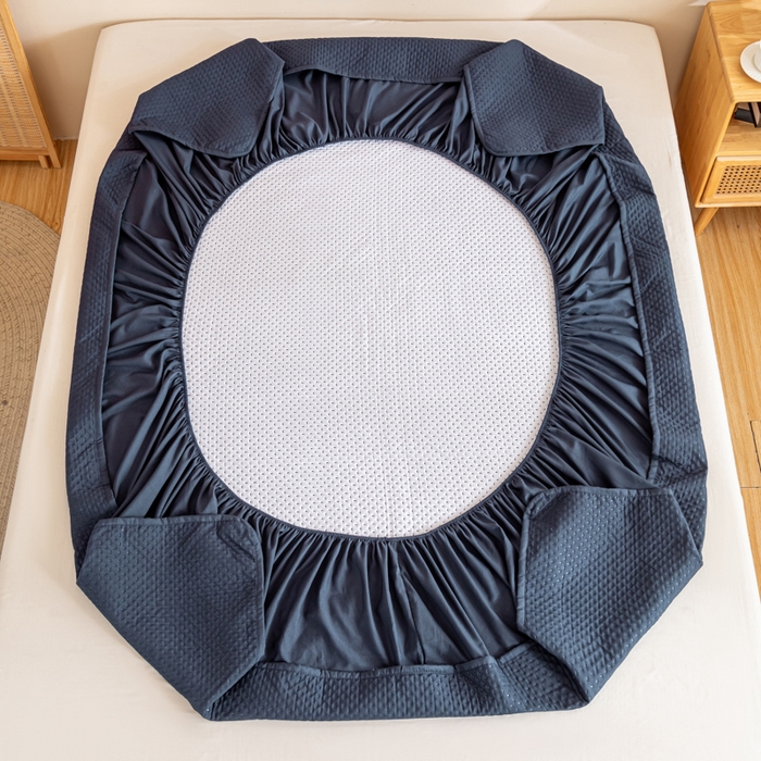 91家纺网 家纺一手货源 找家纺 宇淳国际 2026新款小竺棉超声波床笠三件套外贸跨境电商亚马逊速卖通欧美特殊尺寸可定制 藏青-小竺棉夹棉床笠