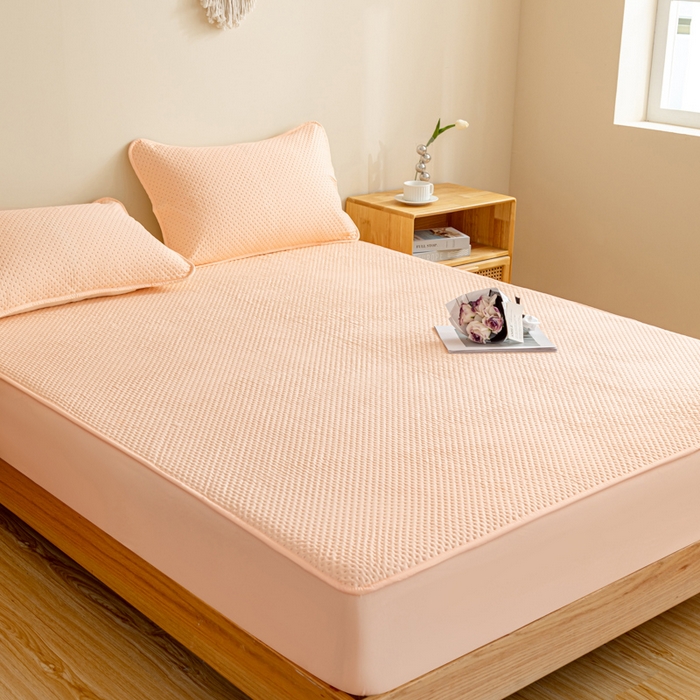 91家纺网 家纺一手货源 找家纺 宇淳国际 2026新款小竺棉超声波床笠三件套外贸跨境电商亚马逊速卖通欧美特殊尺寸可定制 玉色-小竺棉夹棉床笠