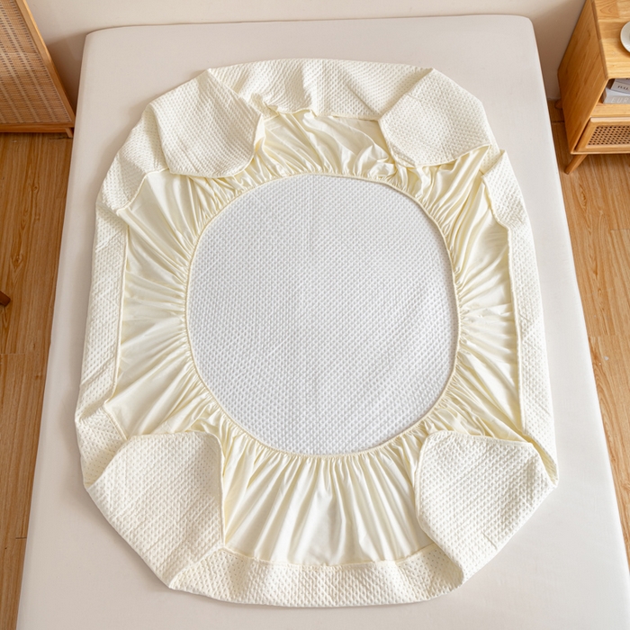 91家纺网 家纺一手货源 找家纺 宇淳国际 2026新款小竺棉超声波床笠三件套外贸跨境电商亚马逊速卖通欧美特殊尺寸可定制 米白-小竺棉夹棉床笠