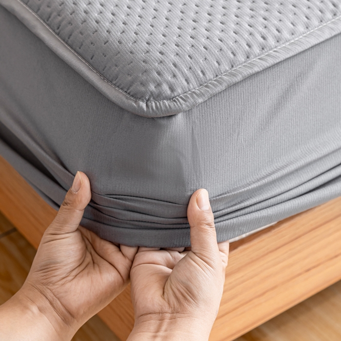 91家纺网 家纺一手货源 找家纺 宇淳国际 2026新款小竺棉超声波床笠三件套外贸跨境电商亚马逊速卖通欧美特殊尺寸可定制 浅灰-小竺棉夹棉床笠