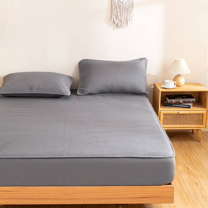 91家纺网 家纺一手货源 找家纺 宇淳国际 2026新款小竺棉超声波床笠三件套外贸跨境电商亚马逊速卖通欧美特殊尺寸可定制 深灰-小竺棉夹棉床笠