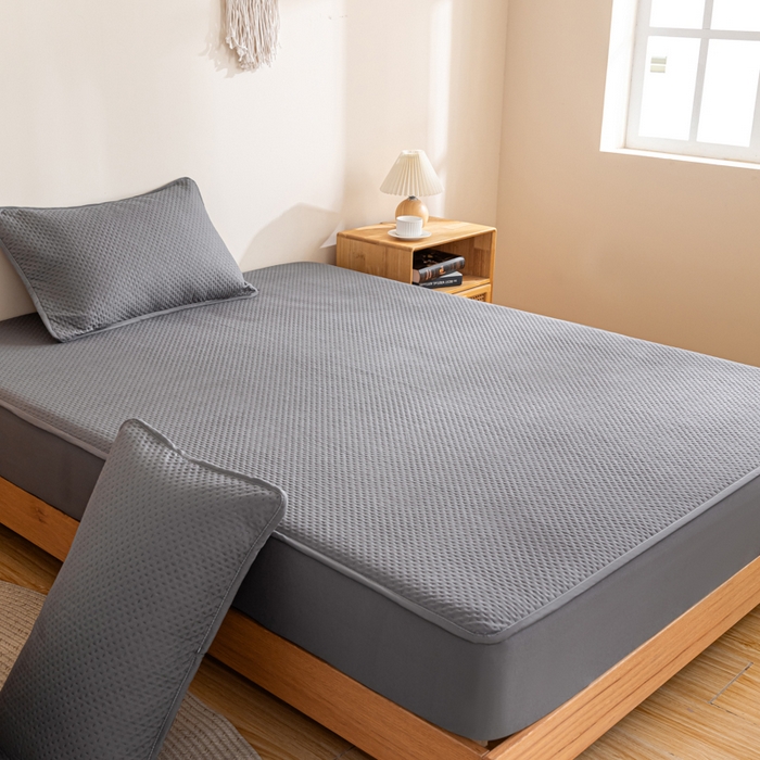 91家纺网 家纺一手货源 找家纺 宇淳国际 2026新款小竺棉超声波床笠三件套外贸跨境电商亚马逊速卖通欧美特殊尺寸可定制 深灰-小竺棉夹棉床笠