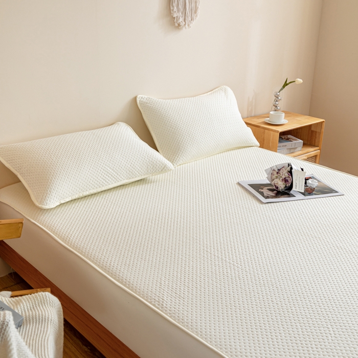 91家纺网 家纺一手货源 找家纺 宇淳国际 2026新款小竺棉超声波床笠三件套外贸跨境电商亚马逊速卖通欧美特殊尺寸可定制 米白-小竺棉夹棉床笠