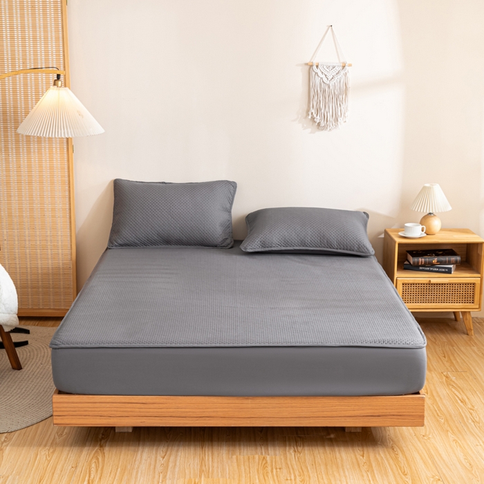 宇淳国际 2026新款小竺棉超声波床笠三件套外贸跨境电商亚马逊速卖通欧美特殊尺寸可定制 深灰-小竺棉夹棉床笠