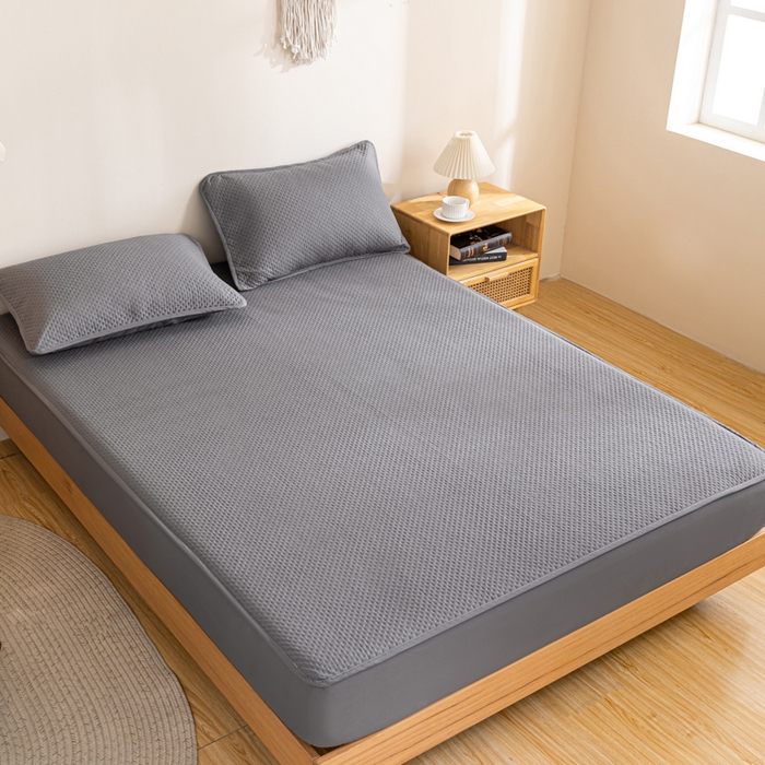 91家纺网 家纺一手货源 找家纺 宇淳国际 2026新款小竺棉超声波床笠三件套外贸跨境电商亚马逊速卖通欧美特殊尺寸可定制 深灰-小竺棉夹棉床笠