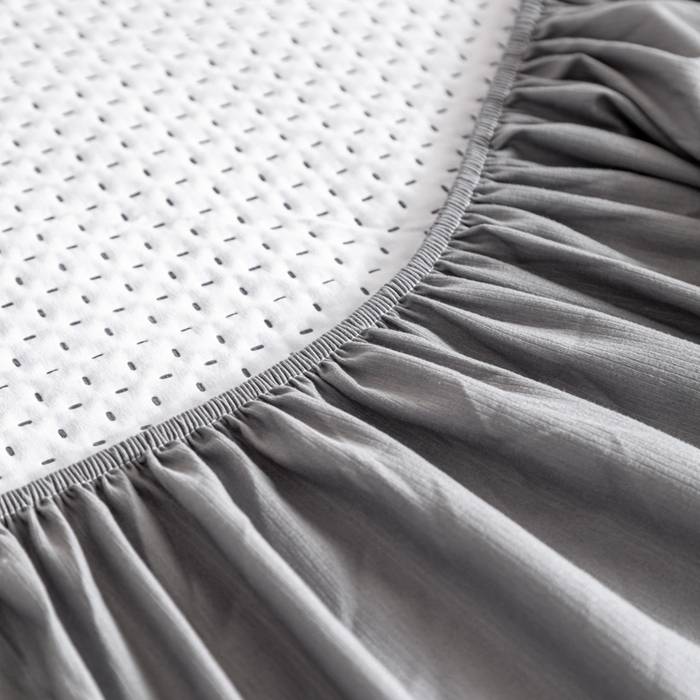 91家纺网 家纺一手货源 找家纺 宇淳国际 2026新款小竺棉超声波床笠三件套外贸跨境电商亚马逊速卖通欧美特殊尺寸可定制 浅灰-小竺棉夹棉床笠