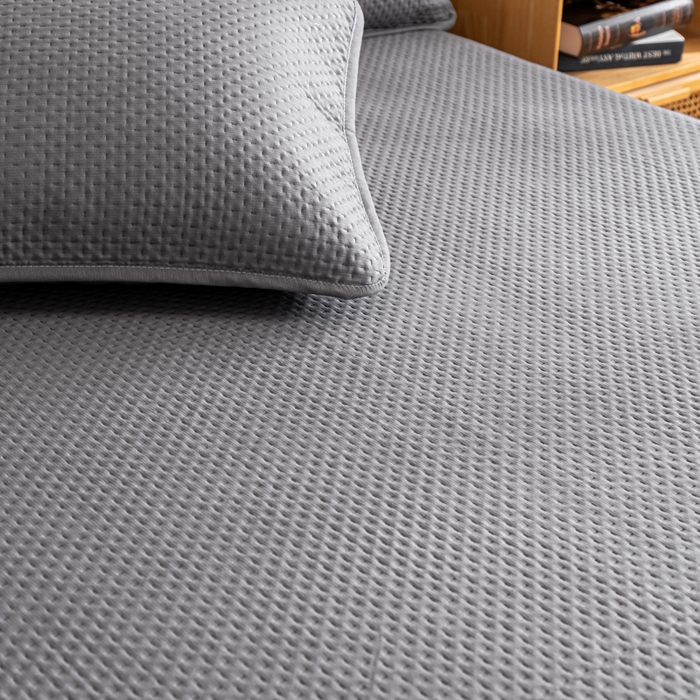 91家纺网 家纺一手货源 找家纺 宇淳国际 2026新款小竺棉超声波床笠三件套外贸跨境电商亚马逊速卖通欧美特殊尺寸可定制 深灰-小竺棉夹棉床笠