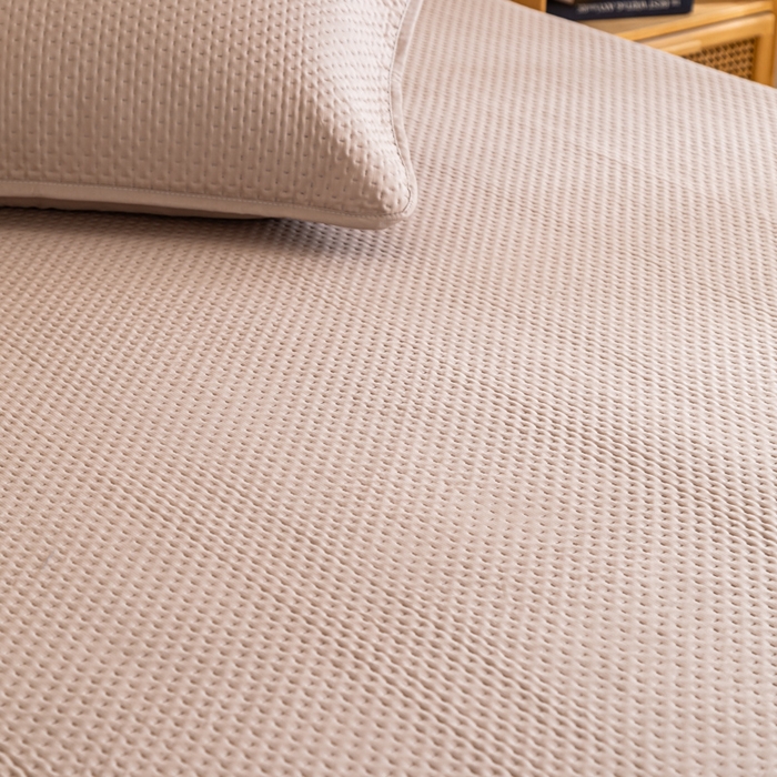 91家纺网 家纺一手货源 找家纺 宇淳国际 2026新款小竺棉超声波床笠三件套外贸跨境电商亚马逊速卖通欧美特殊尺寸可定制 卡其-小竺棉夹棉床笠