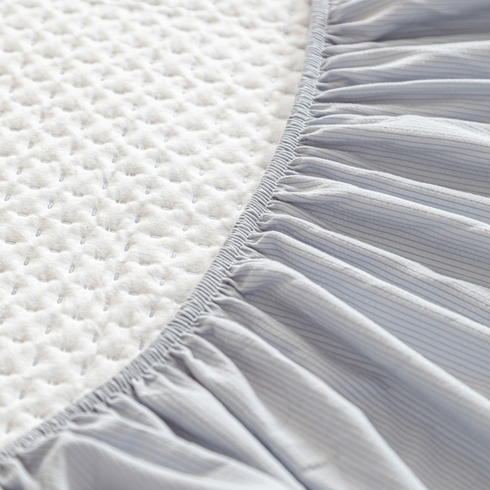 91家纺网 家纺一手货源 找家纺 宇淳国际 2026新款小竺棉超声波床笠三件套外贸跨境电商亚马逊速卖通欧美特殊尺寸可定制 兰灰-小竺棉夹棉床笠