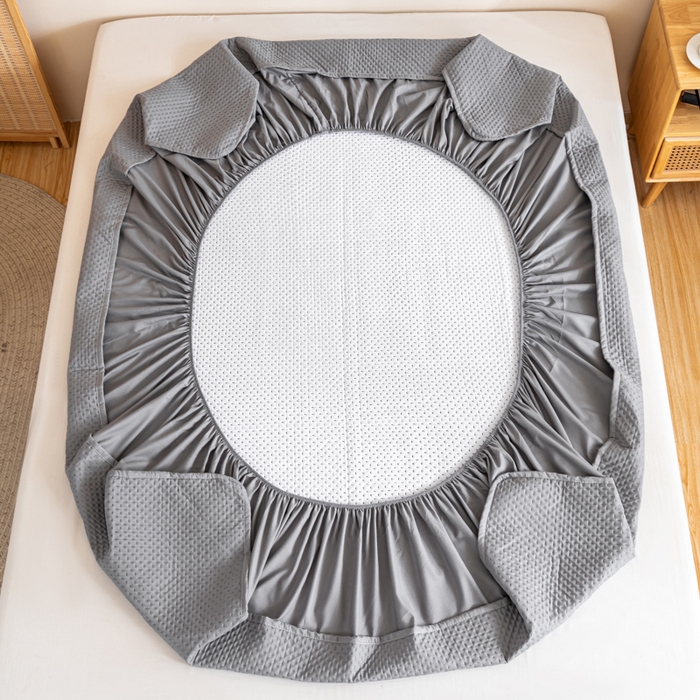 91家纺网 家纺一手货源 找家纺 宇淳国际 2026新款小竺棉超声波床笠三件套外贸跨境电商亚马逊速卖通欧美特殊尺寸可定制 浅灰-小竺棉夹棉床笠