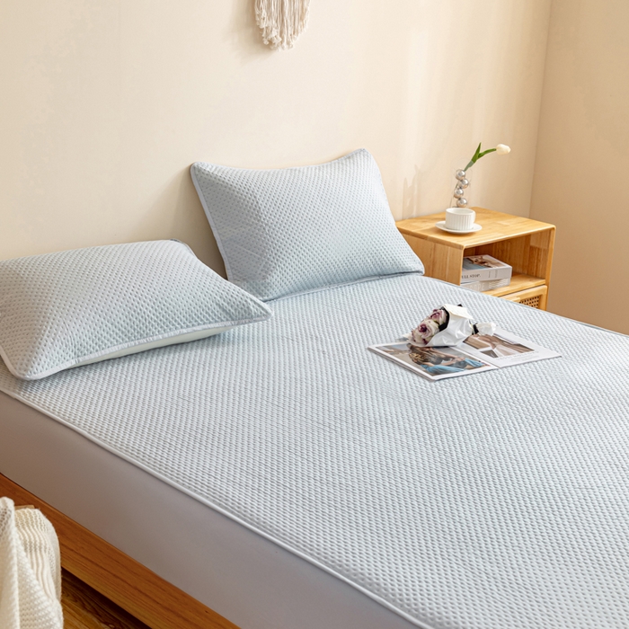 91家纺网 家纺一手货源 找家纺 宇淳国际 2026新款小竺棉超声波床笠三件套外贸跨境电商亚马逊速卖通欧美特殊尺寸可定制 兰灰-小竺棉夹棉床笠