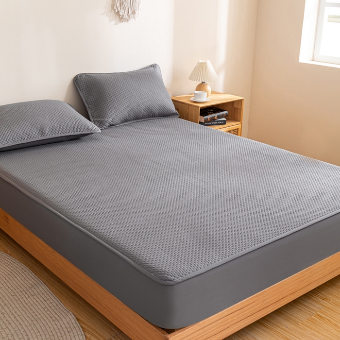 91家纺网 家纺一手货源 找家纺 宇淳国际 2026新款小竺棉超声波床笠三件套外贸跨境电商亚马逊速卖通欧美特殊尺寸可定制 深灰-小竺棉夹棉床笠