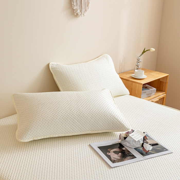 91家纺网 家纺一手货源 找家纺 宇淳国际 2026新款小竺棉超声波床笠三件套外贸跨境电商亚马逊速卖通欧美特殊尺寸可定制 米白-小竺棉夹棉床笠