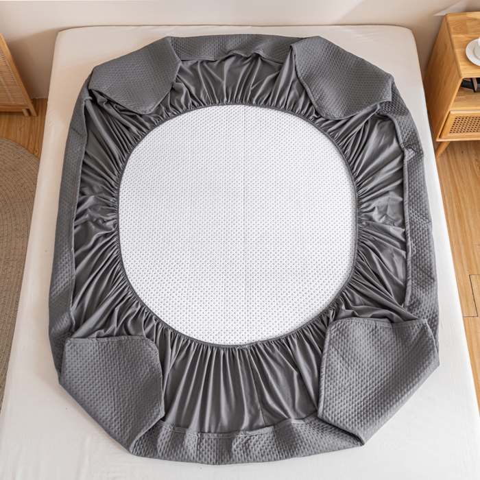 91家纺网 家纺一手货源 找家纺 宇淳国际 2026新款小竺棉超声波床笠三件套外贸跨境电商亚马逊速卖通欧美特殊尺寸可定制 深灰-小竺棉夹棉床笠