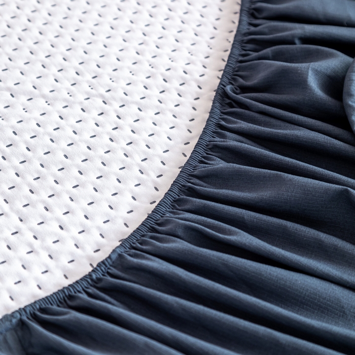 91家纺网 家纺一手货源 找家纺 宇淳国际 2026新款小竺棉超声波床笠三件套外贸跨境电商亚马逊速卖通欧美特殊尺寸可定制 藏青-小竺棉夹棉床笠