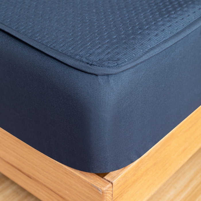 91家纺网 家纺一手货源 找家纺 宇淳国际 2026新款小竺棉超声波床笠三件套外贸跨境电商亚马逊速卖通欧美特殊尺寸可定制 藏青-小竺棉夹棉床笠