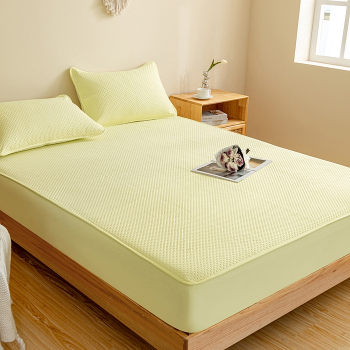 91家纺网 家纺一手货源 找家纺 宇淳国际 2026新款小竺棉超声波床笠三件套外贸跨境电商亚马逊速卖通欧美特殊尺寸可定制 淡雅绿-小竺棉夹棉床笠