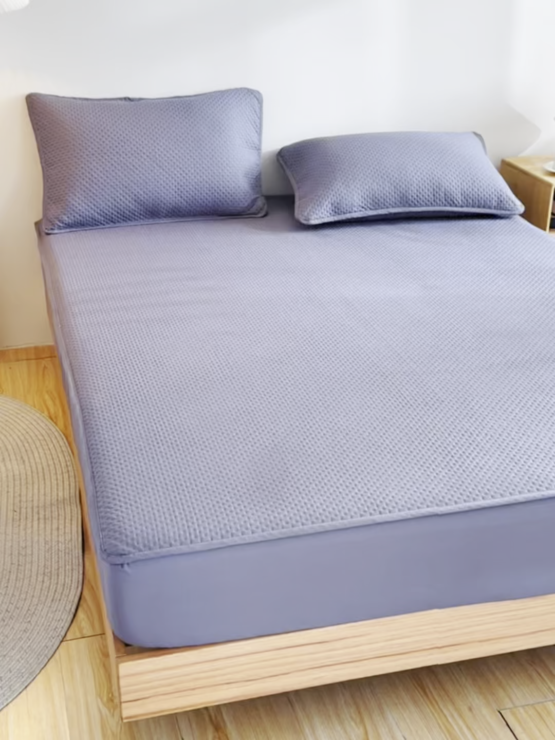 91家纺网 家纺一手货源 找家纺 宇淳国际 2026新款小竺棉超声波床笠三件套外贸跨境电商亚马逊速卖通欧美特殊尺寸可定制 深灰-小竺棉夹棉床笠