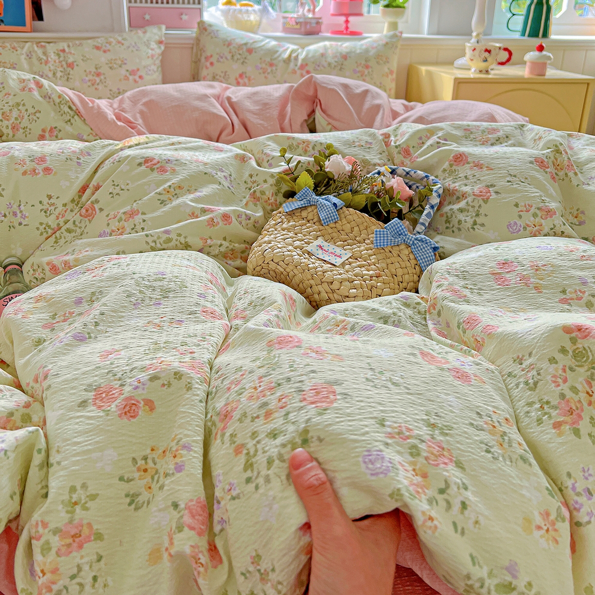 91家纺网 家纺一手货源 找家纺 （总）仟人梦 2026新款云感双层纱印花四件套