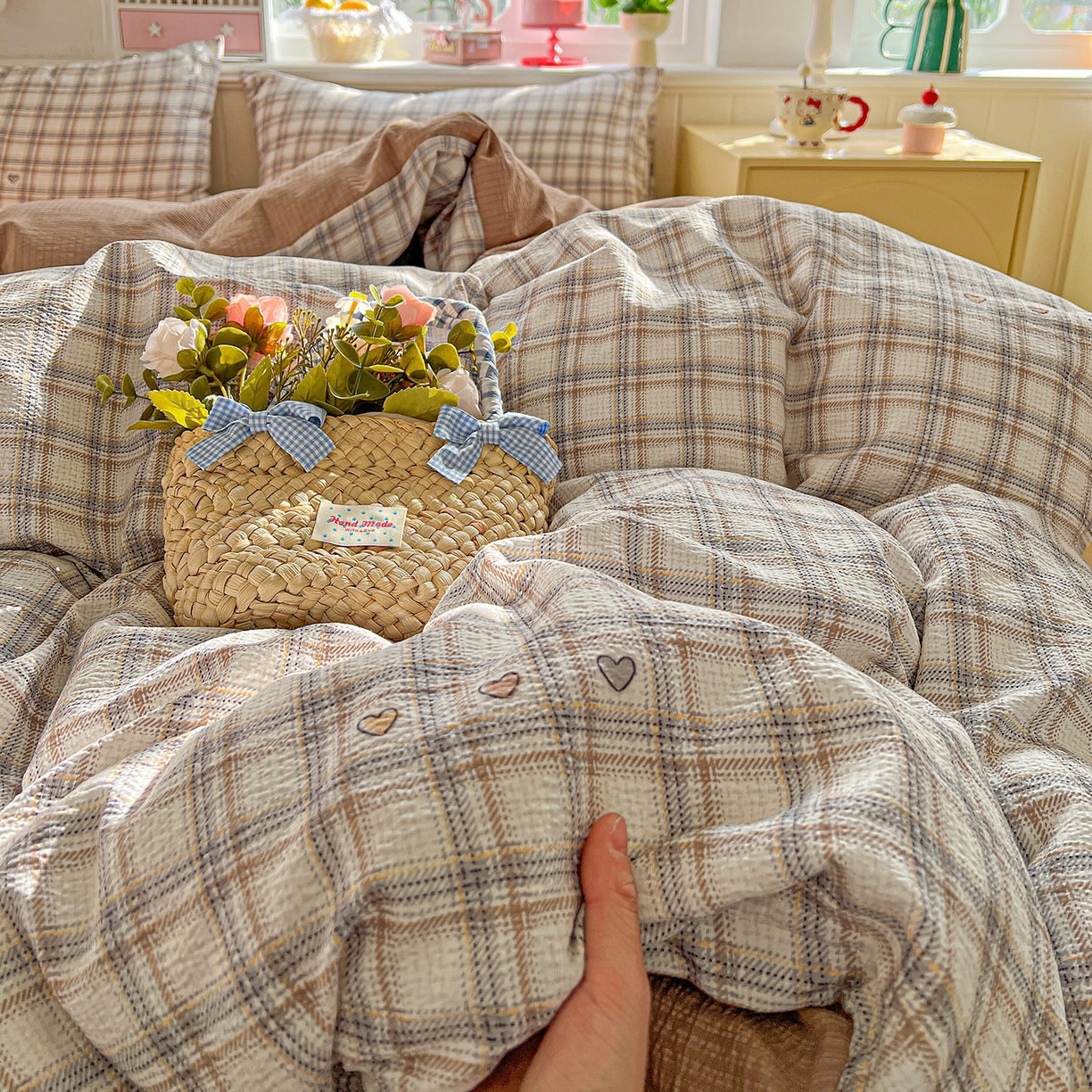 91家纺网 家纺一手货源 找家纺 （总）仟人梦 2026新款云感双层纱印花四件套