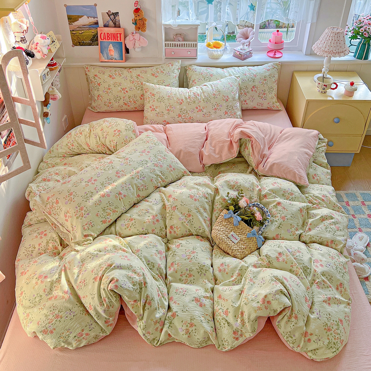 91家纺网 家纺一手货源 找家纺 仟人梦 2026新款云感双层纱印花四件套 半夏