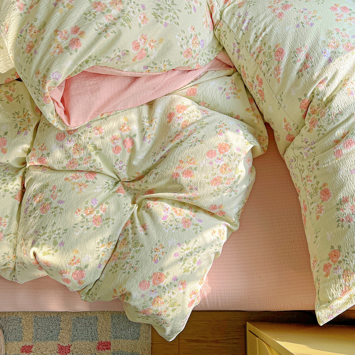 91家纺网 家纺一手货源 找家纺 仟人梦 2026新款云感双层纱印花四件套 半夏