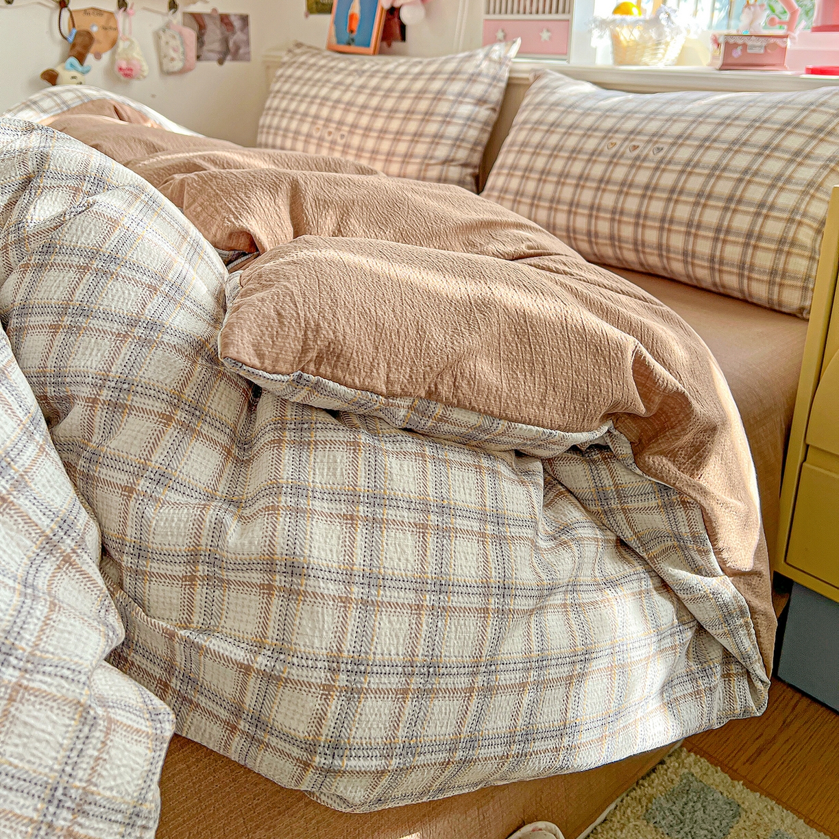 91家纺网 家纺一手货源 找家纺 仟人梦 2026新款云感双层纱印花四件套 时尚格调