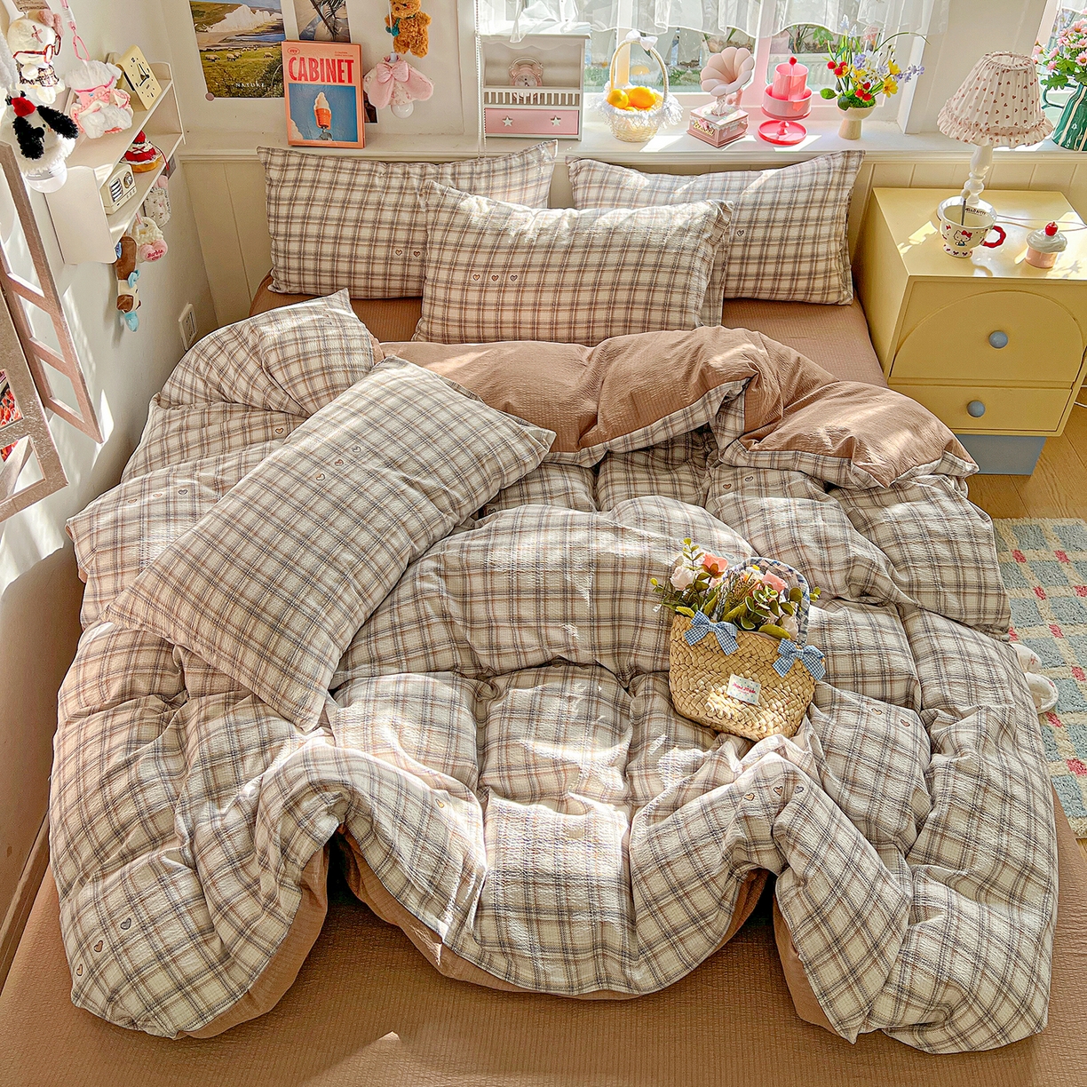 91家纺网 家纺一手货源 找家纺 仟人梦 2026新款云感双层纱印花四件套 时尚格调