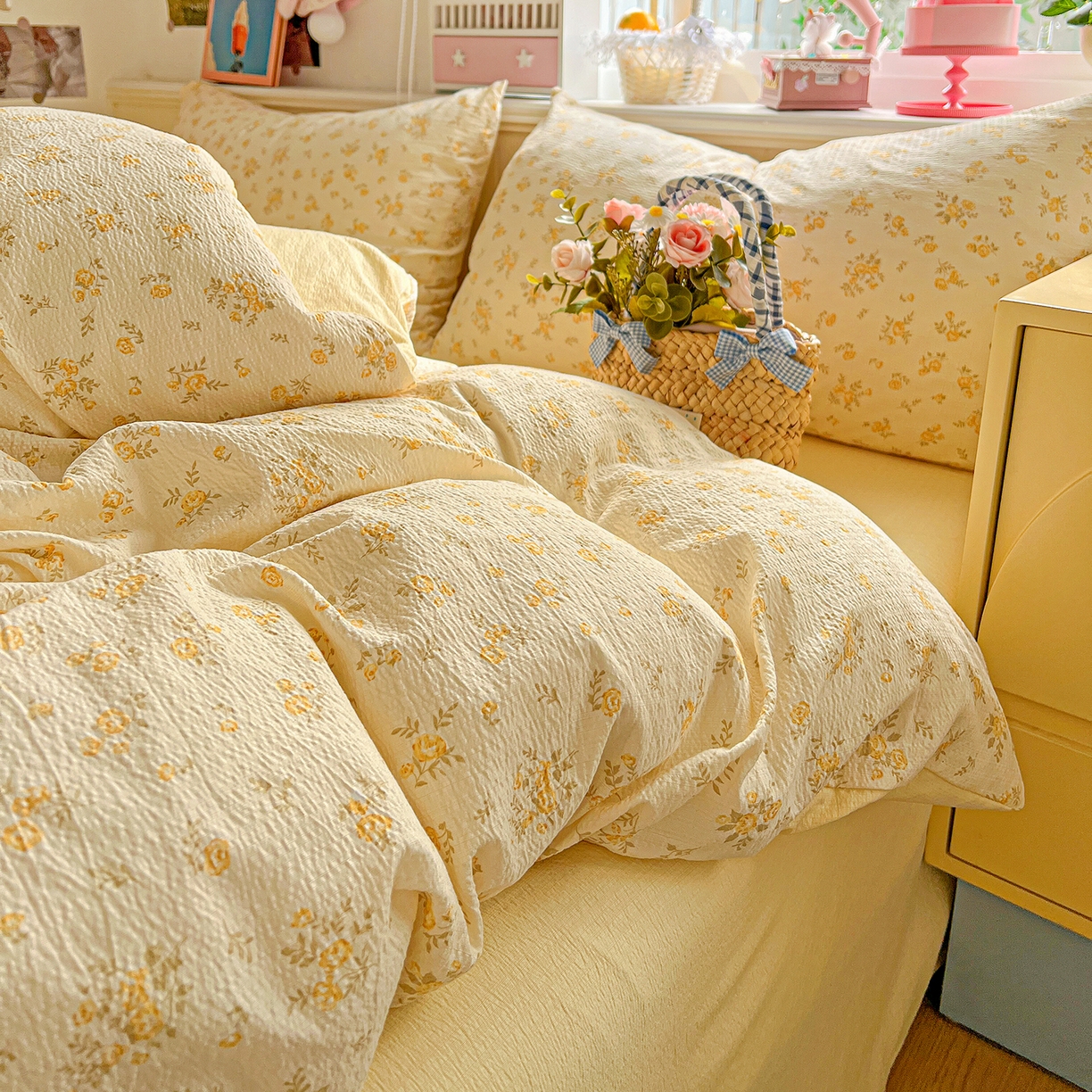 91家纺网 家纺一手货源 找家纺 仟人梦 2026新款云感双层纱印花四件套 舒芙蕾