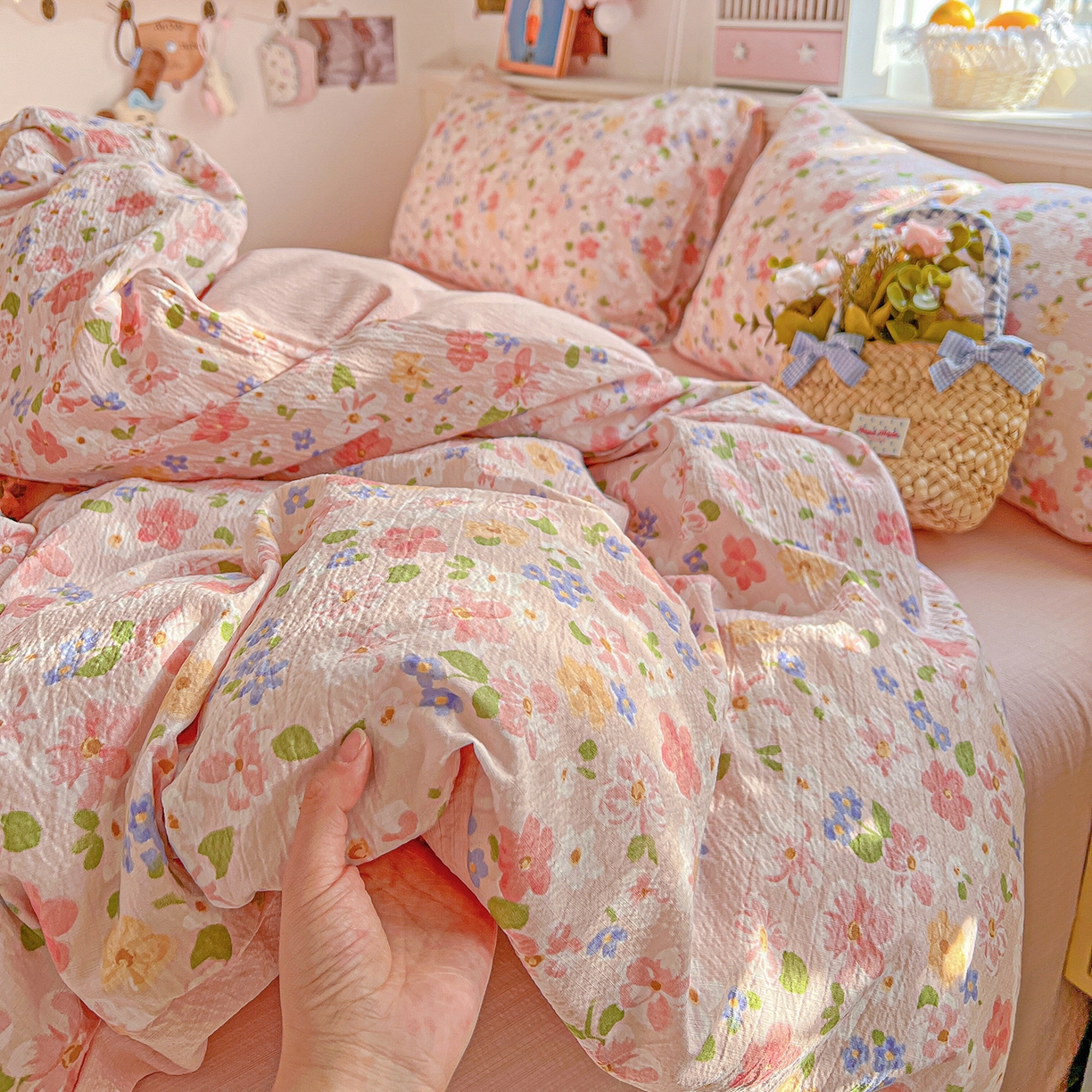 91家纺网 家纺一手货源 找家纺 仟人梦 2026新款云感双层纱印花四件套 云之瑶