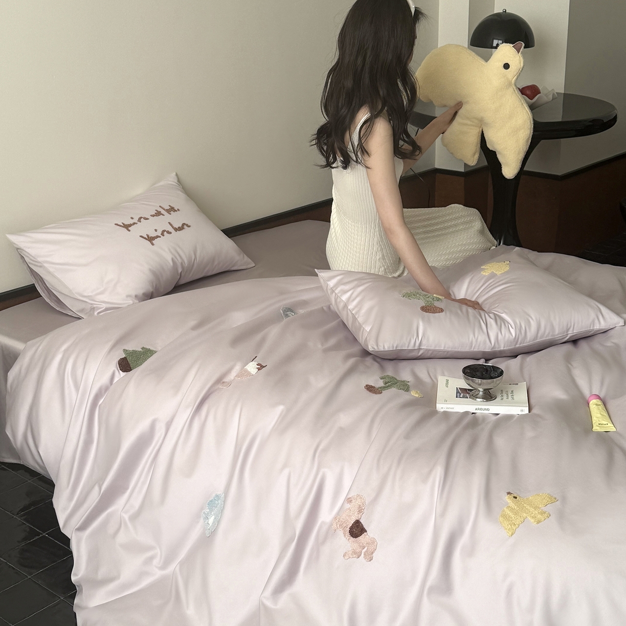 91家纺网 家纺一手货源 找家纺 （总）鹿班家居 2026春季新品100S长绒棉毛巾绣系列四件套-海风絮语 （标准会员-20元）