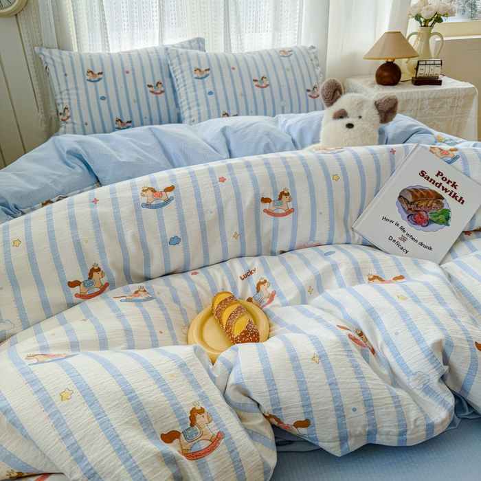 91家纺网 家纺一手货源 找家纺 （总）温眠家纺 2026新款云感针织提花双层纱四件套