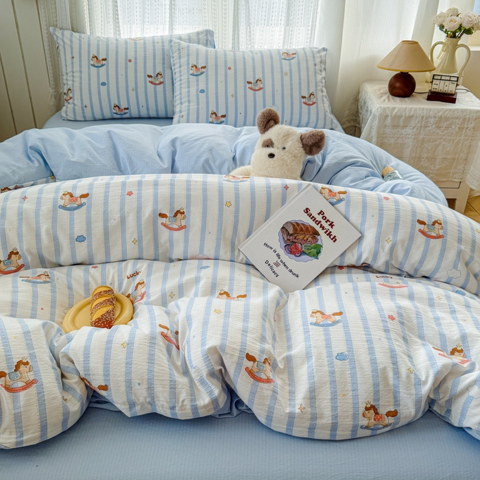 91家纺网 家纺一手货源 找家纺 （总）温眠家纺 2026新款云感针织提花双层纱四件套