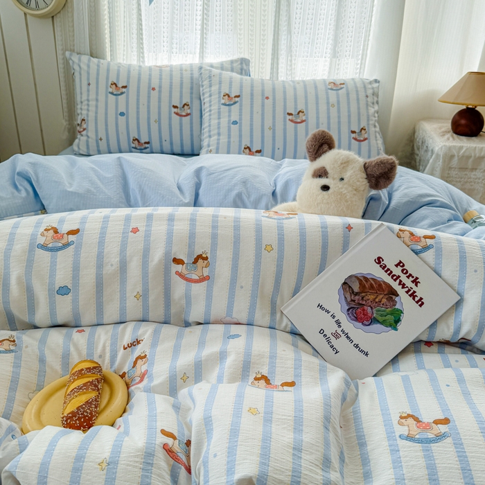 91家纺网 家纺一手货源 找家纺 （总）温眠家纺 2026新款云感针织提花双层纱四件套