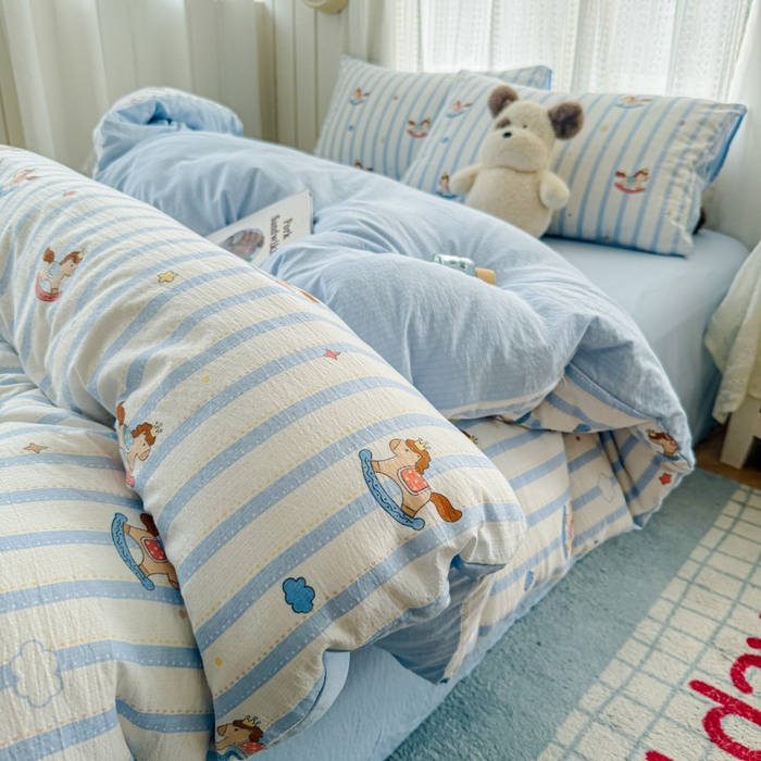 91家纺网 家纺一手货源 找家纺 （总）温眠家纺 2026新款云感针织提花双层纱四件套