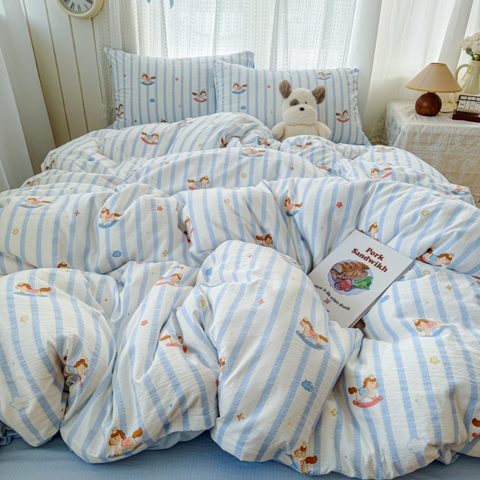 91家纺网 家纺一手货源 找家纺 （总）温眠家纺 2026新款云感针织提花双层纱四件套