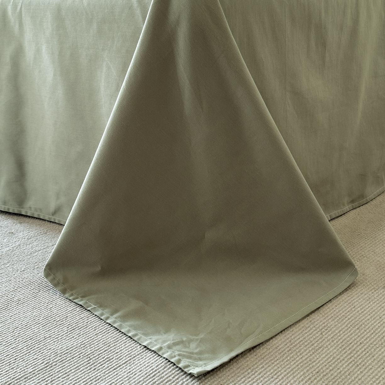 91家纺网 家纺一手货源 找家纺 宜代光年 2026新款亚麻大提花贡缎磨毛四件套系列 小清新花型 麻吉-浅绿