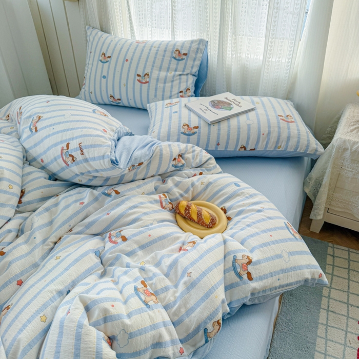 91家纺网 家纺一手货源 找家纺 （总）温眠家纺 2026新款云感针织提花双层纱四件套