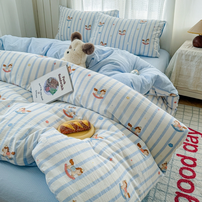 91家纺网 家纺一手货源 找家纺 （总）温眠家纺 2026新款云感针织提花双层纱四件套