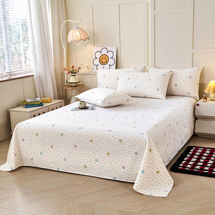 91家纺网 家纺一手货源 找家纺 义博家纺 2026新款原棉老粗布单床单 南瓜恋