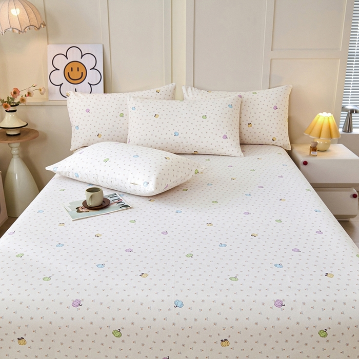 91家纺网 家纺一手货源 找家纺 义博家纺 2026新款原棉老粗布单床单 南瓜恋