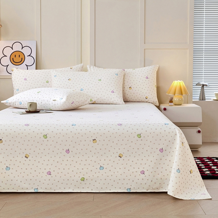 91家纺网 家纺一手货源 找家纺 义博家纺 2026新款原棉老粗布单床单 南瓜恋