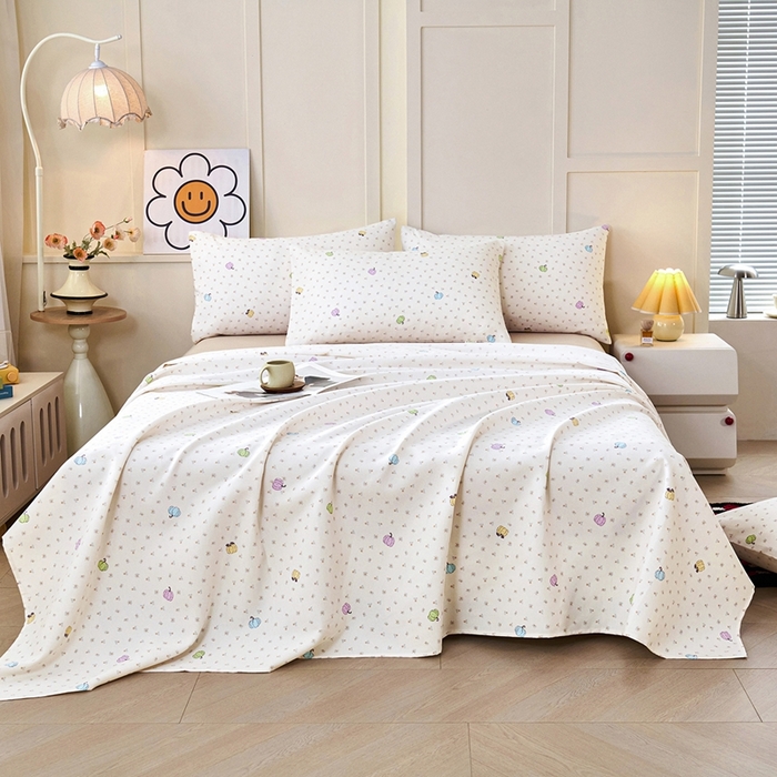 91家纺网 家纺一手货源 找家纺 义博家纺 2026新款原棉老粗布单床单 南瓜恋