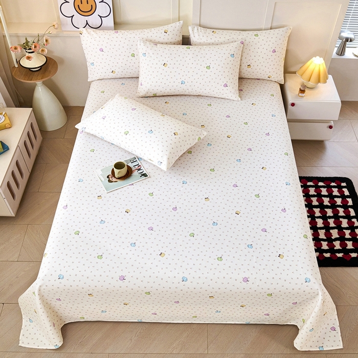 91家纺网 家纺一手货源 找家纺 义博家纺 2026新款原棉老粗布单床单 南瓜恋