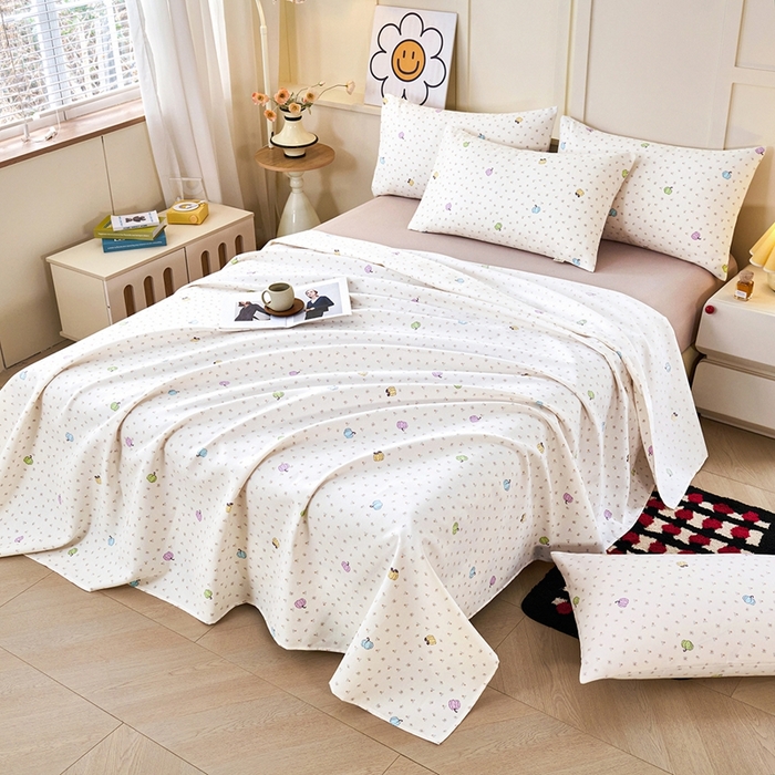 91家纺网 家纺一手货源 找家纺 义博家纺 2026新款原棉老粗布单床单 南瓜恋