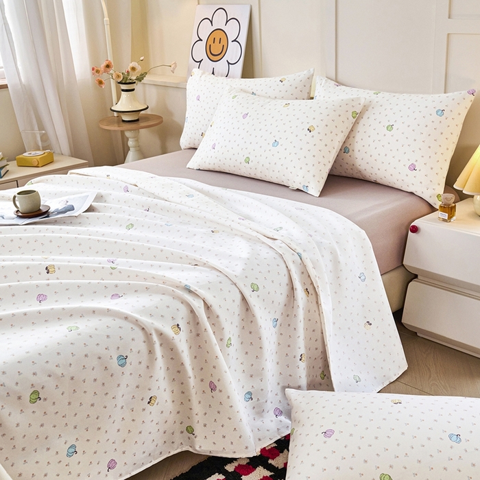 91家纺网 家纺一手货源 找家纺 义博家纺 2026新款原棉老粗布单床单 南瓜恋