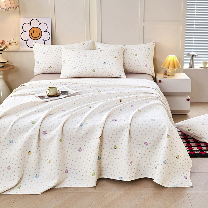 91家纺网 家纺一手货源 找家纺 义博家纺 2026新款原棉老粗布单床单 南瓜恋