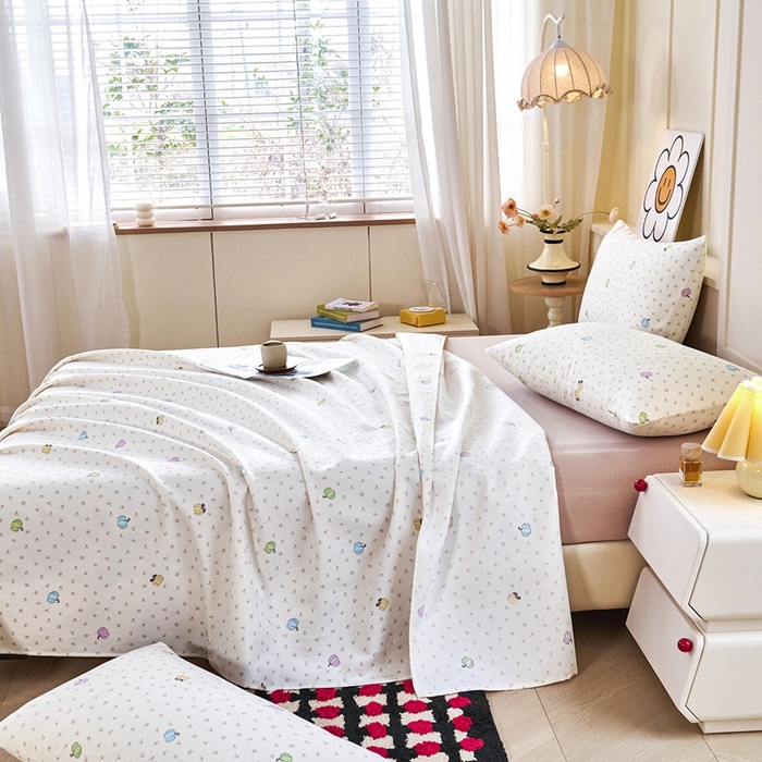 91家纺网 家纺一手货源 找家纺 义博家纺 2026新款原棉老粗布单床单 南瓜恋