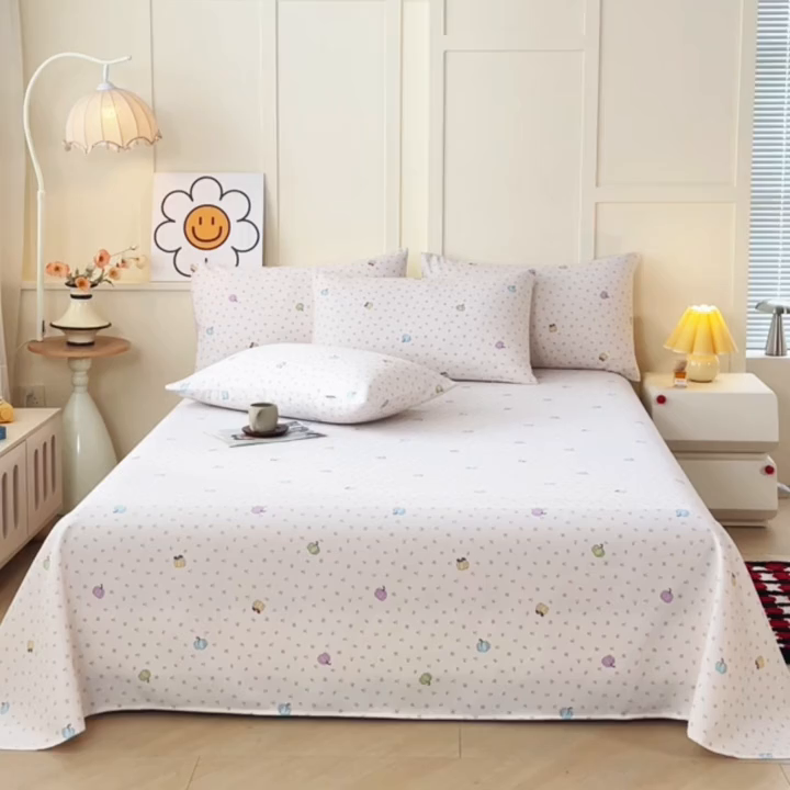 91家纺网 家纺一手货源 找家纺 义博家纺 2026新款原棉老粗布单床单 南瓜恋